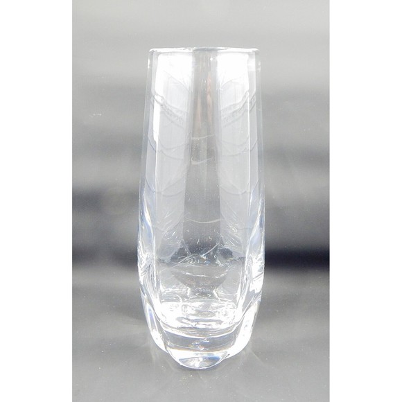 Orrefors Signed Lead Crystal Lobed Glass 8-1/2 Flower Vase #3970, Sweden - Picture 2 of 9